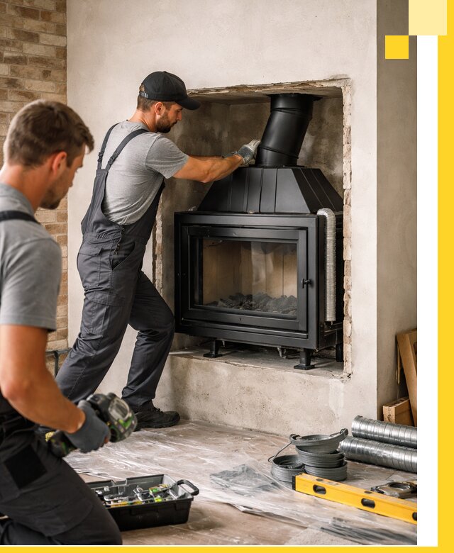 Установка каминных топок в Усинске: монтаж, подключение