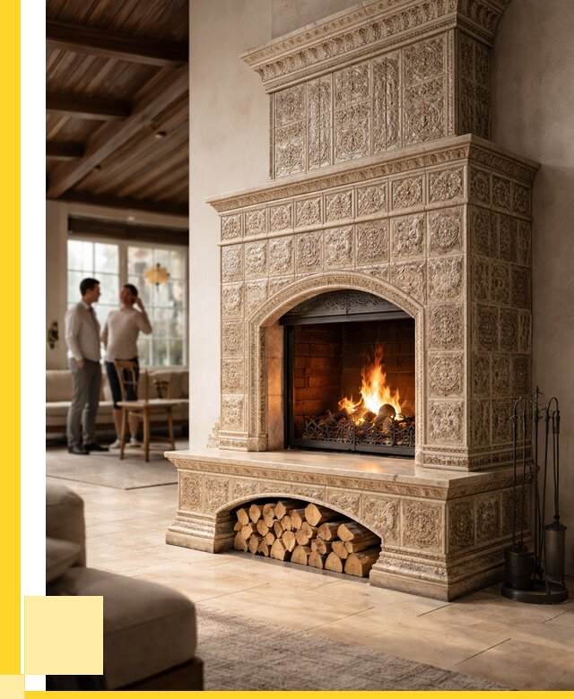 Купить изразцовый камин в Усинске от 255950 р. | ЭриданСнс