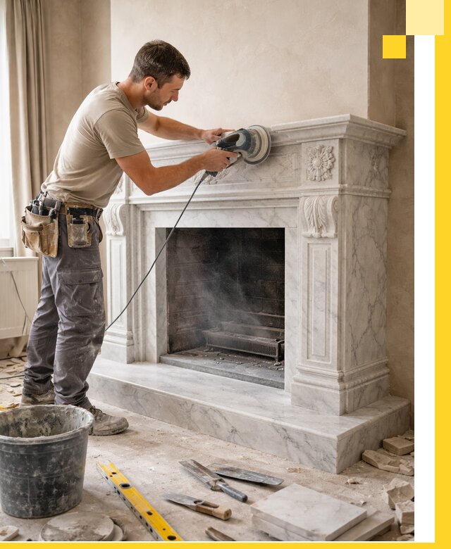 Изготовление и установка мраморных каминов в Усинске под ключ