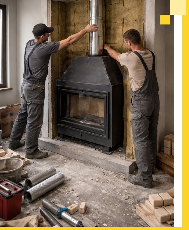 Изготовление и монтаж закрытых каминов в Усинске под ключ