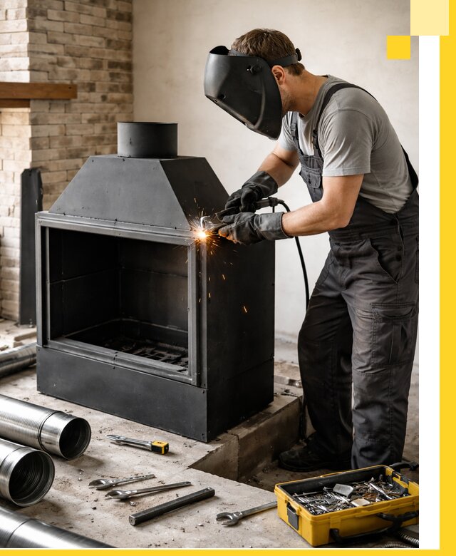 Продажа и установка металлических каминов в Усинске под ключ