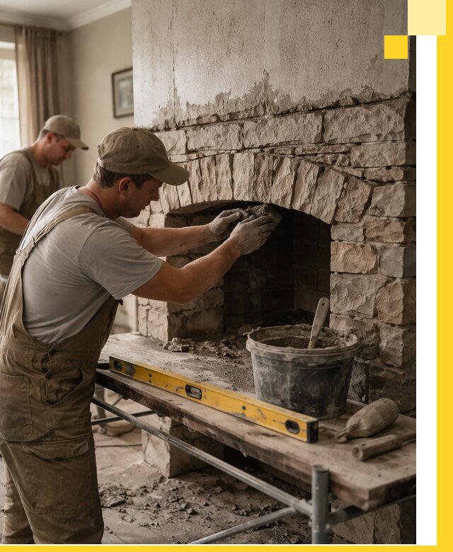 Изготовление каминов под ключ в Усинске, монтаж и отделка