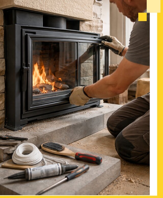 Производство, монтаж и доставка каминов со стеклом в Усинске