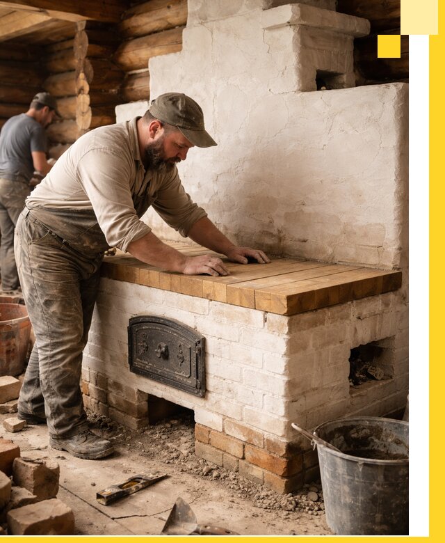 Проектирование и установка русской печи с лежанкой в Усинске