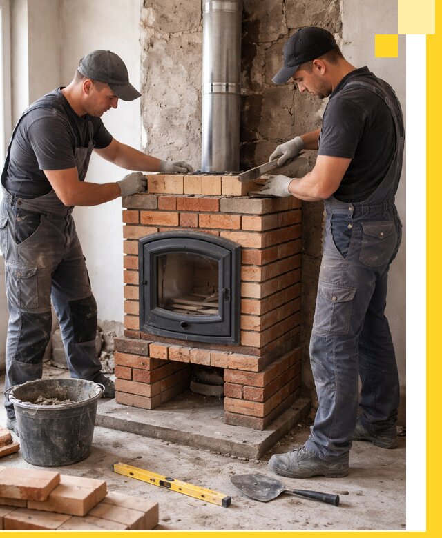 Монтаж печи камина под ключ в Усинске с гарантией и пусконаладкой