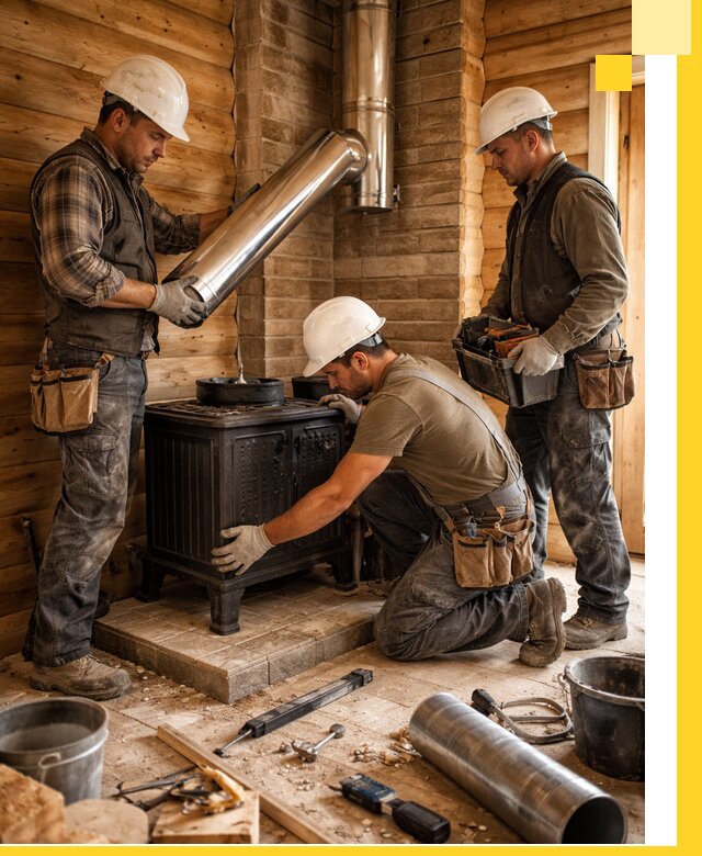 Профессиональный монтаж банных печей и дымоходов в Усинске