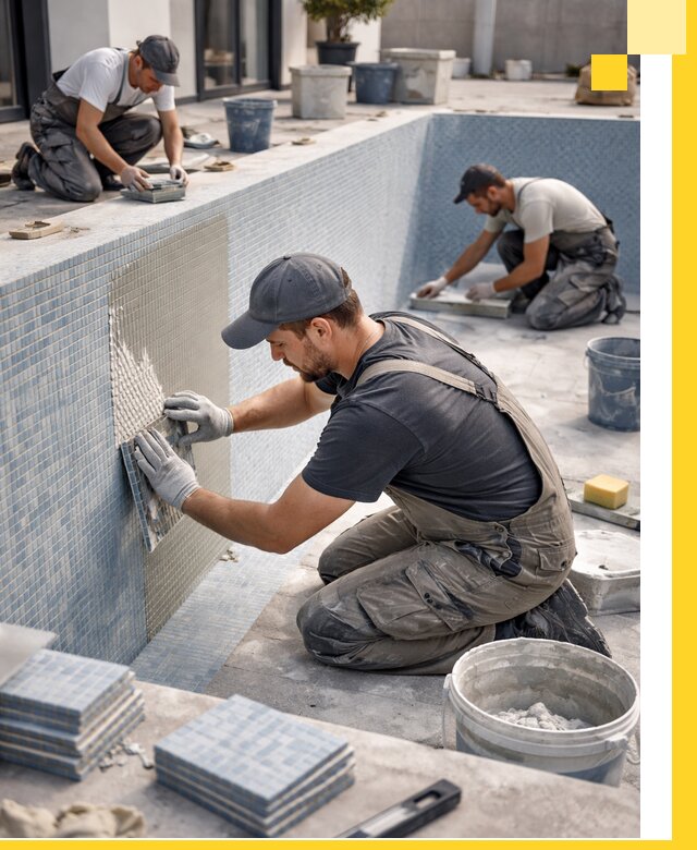 Облицовка бассейнов в Усинске плитка мозаика гидроизоляция