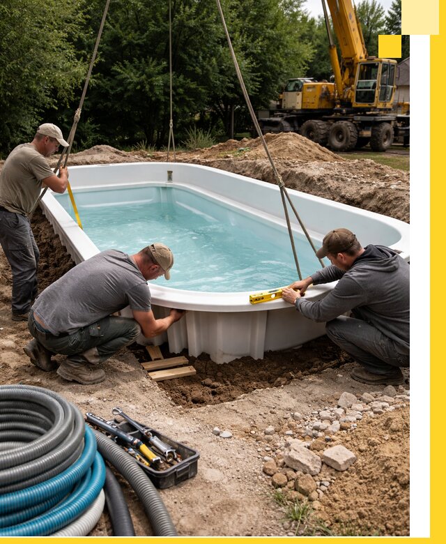 Установка и монтаж композитных бассейнов под ключ в Усинске