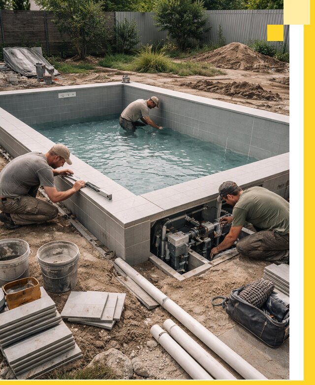 Строительство и монтаж бассейнов для дачи под ключ в Усинске