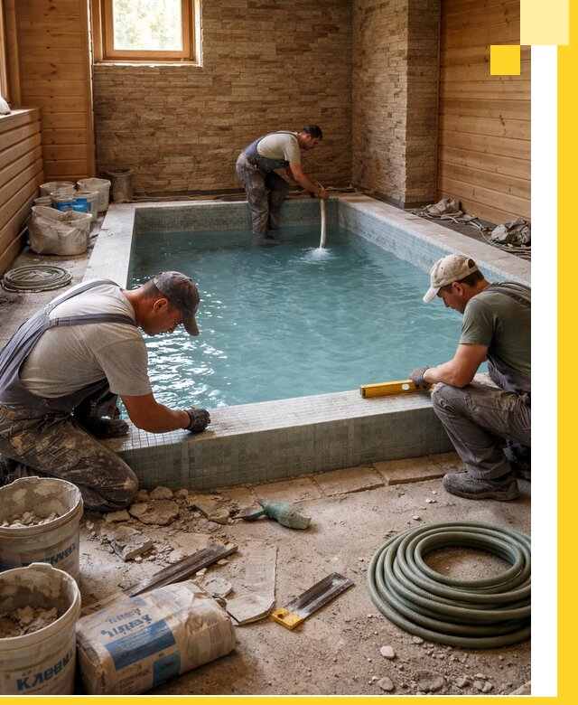 Проектирование и строительство бассейнов для бани в Усинске