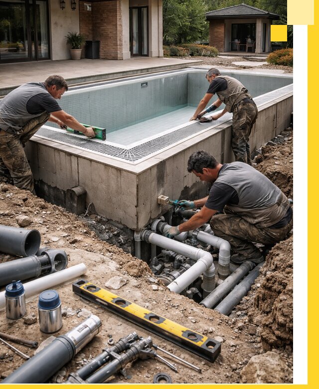 Строительство переливных бассейнов в Усинске под ключ