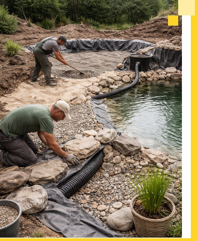 Строительство природных бассейнов и озер в Усинске под ключ