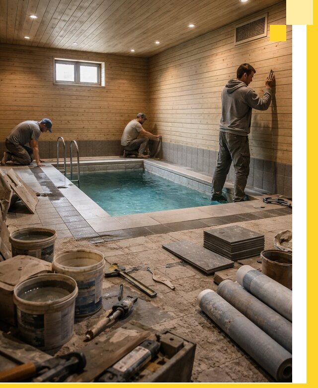 Строительство бани с бассейном и сауной под ключ в Усинске