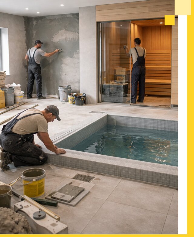 Проектирование и строительство сауны с бассейном в Усинске