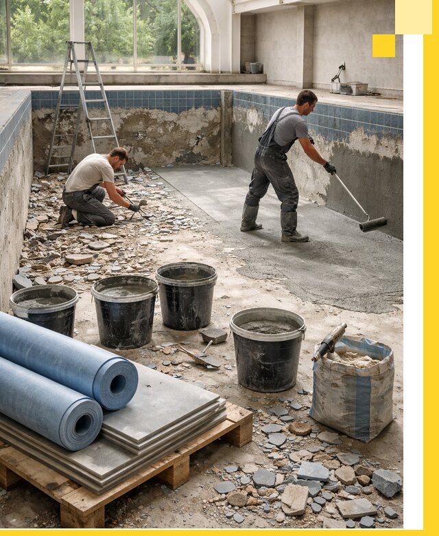 Реконструкция бассейнов в Усинске: ремонт, гидроизоляция