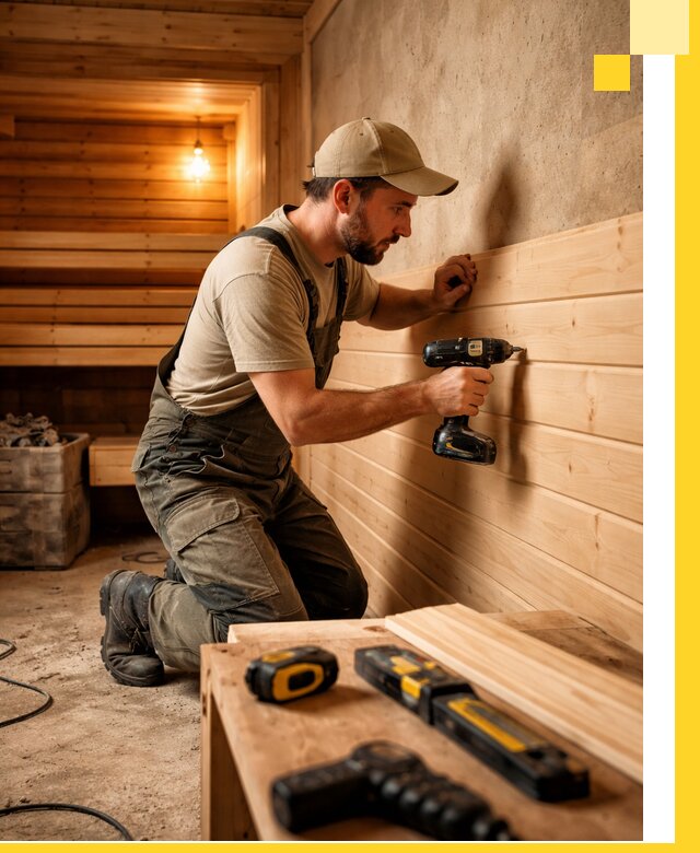 Профессиональная внутренняя отделка бани в Усинске под ключ