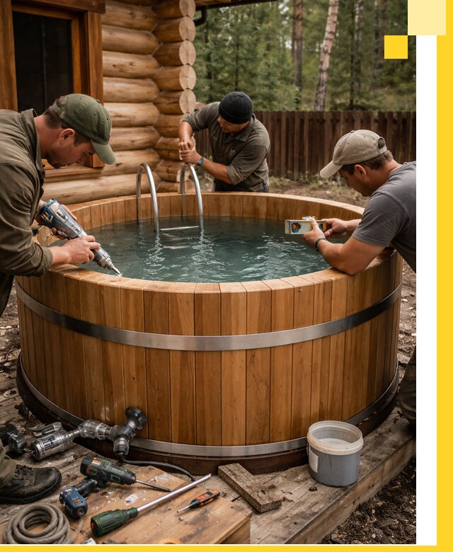 Строительство бань с купелью под ключ и отделкой в Усинске