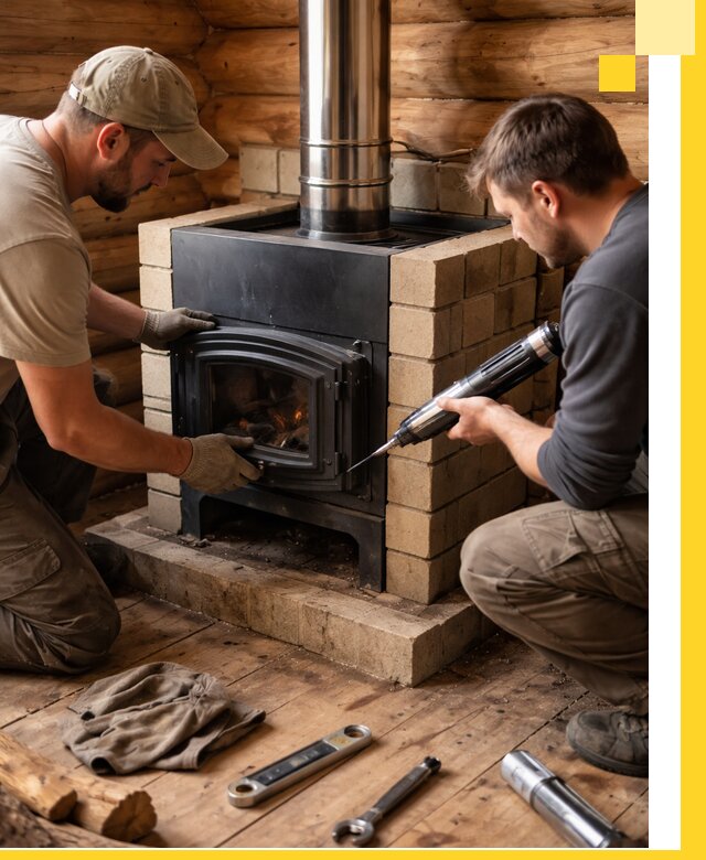 Монтаж и установка печи в бане под ключ с гарантией в Усинске