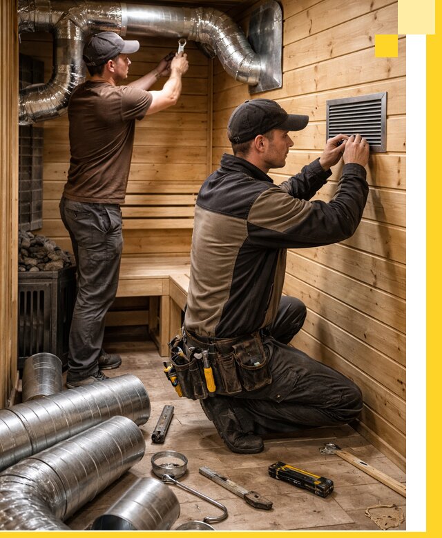 Проектирование и монтаж вентиляции бани в Усинске под ключ