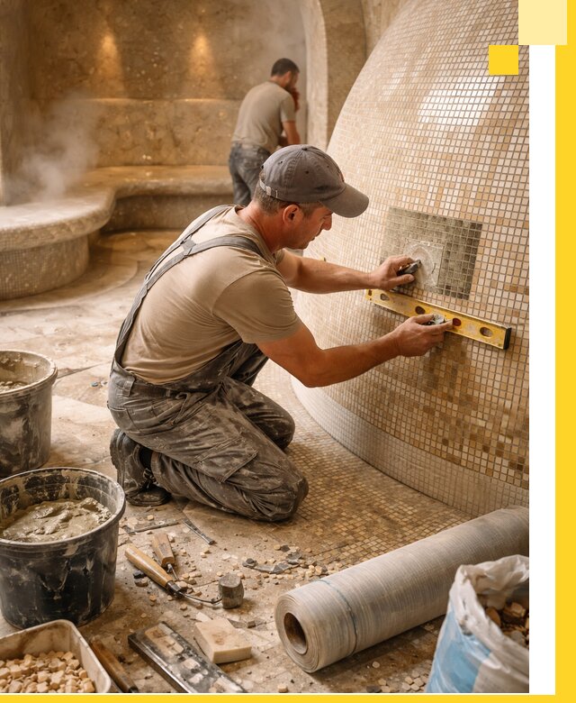 Хамам под ключ в Усинске: проектирование, строительство, отделка