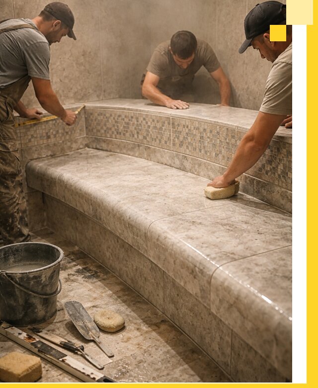 Изготовление и установка сидений для хамама в Усинске