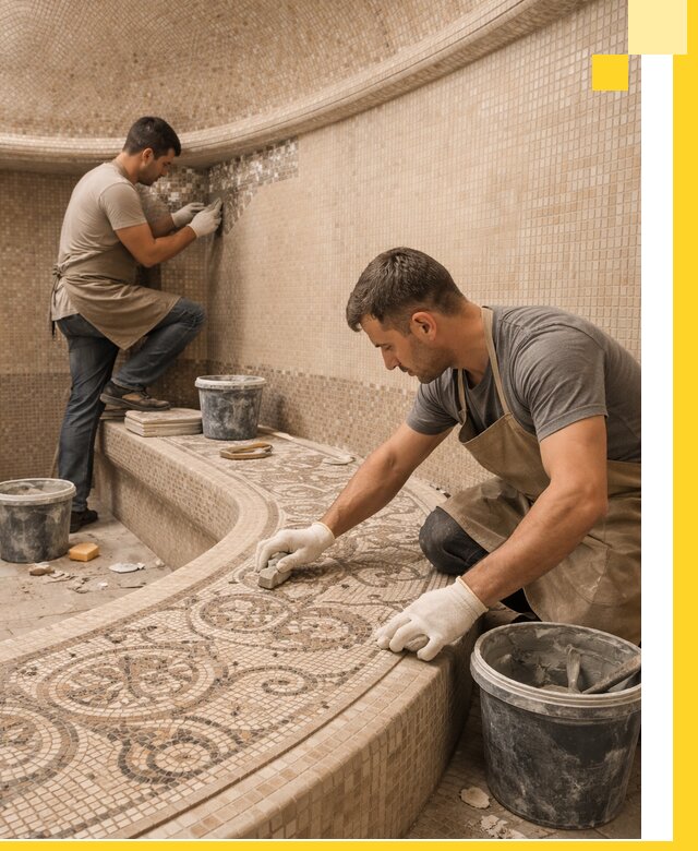 Плитка для хамама в Усинске, укладка, подбор и поставка