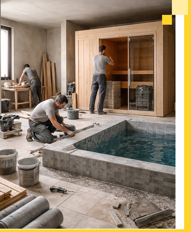 SPA зоны под ключ с бассейном сауной и печью в Усинске